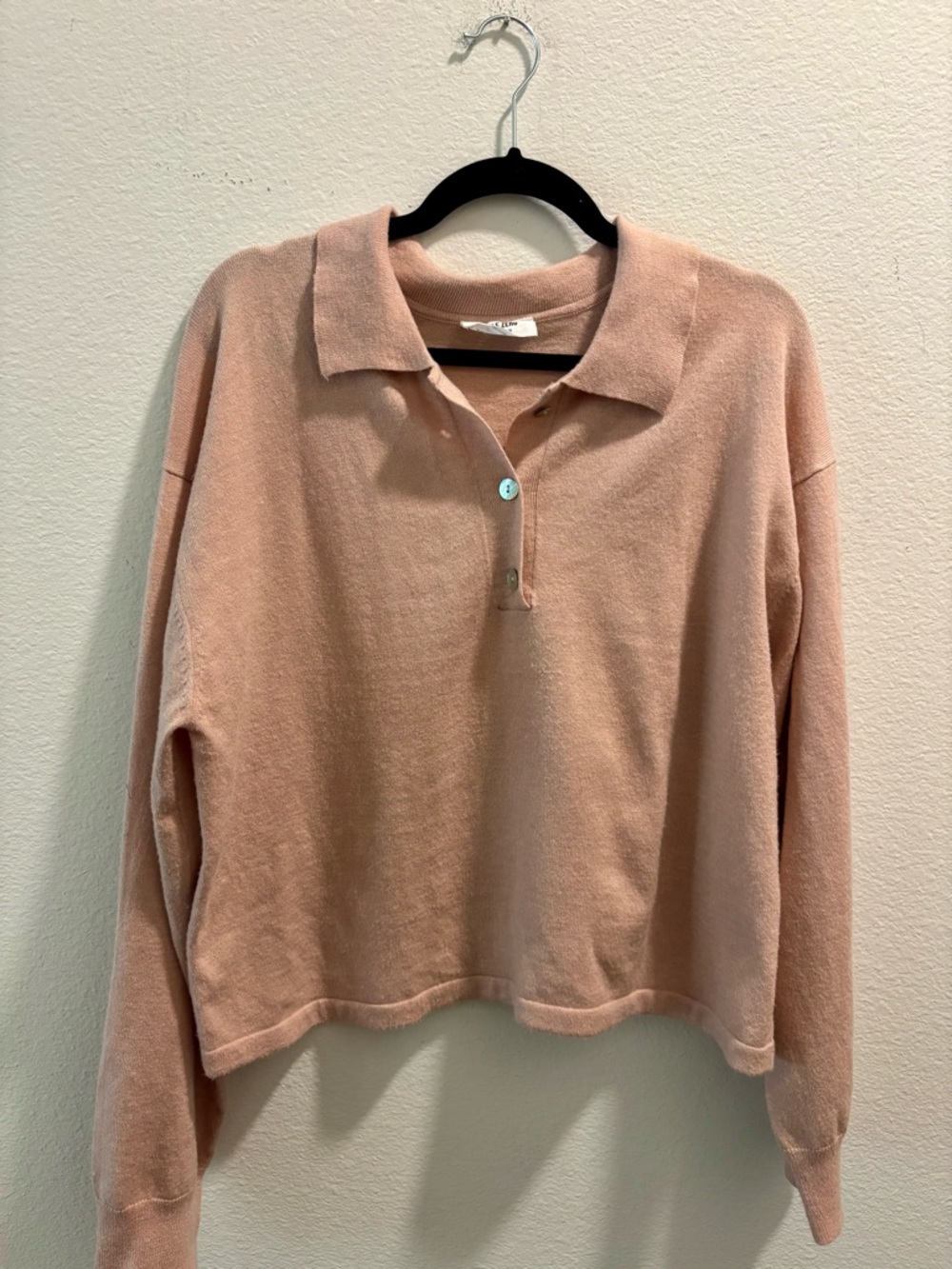 Double Zero Dusty Pink Collared Knit Pullover, size M